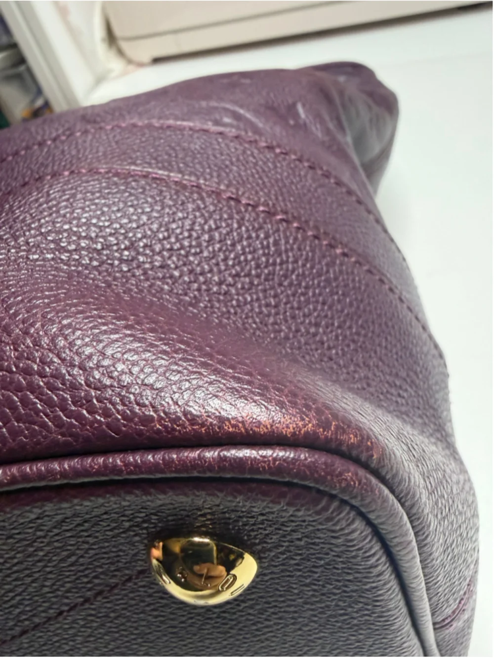 Women's Louis Vuitton Purple Monogram Empreinte Leather Citadine MM Tote Bag